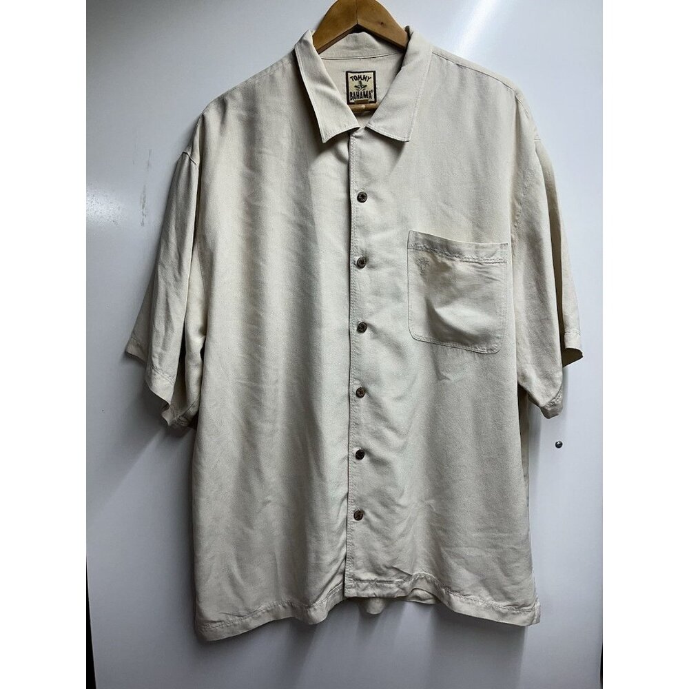 Tommy Bahama 100% Silk Tropic Isles Shirt Size XL Men's Beige/cream